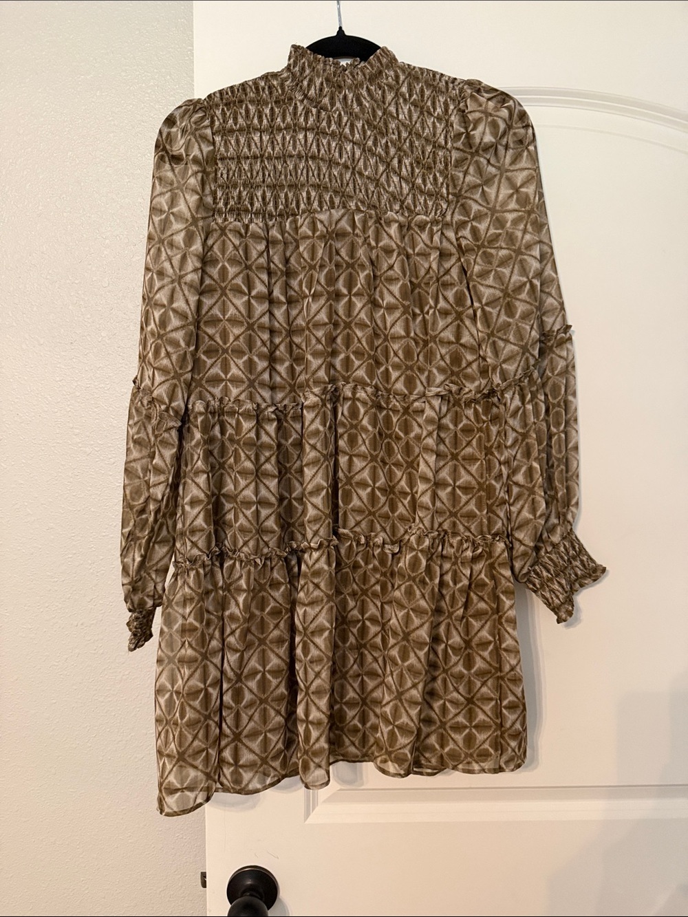 Olivaceous Brown Printed Mini Dress